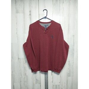 Vintage Men’s Big Dogs Maroon Pullover Fleece Sweatshirt Large 2 Button